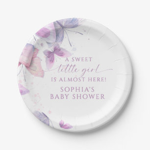 Plato De Papel Mariposas Sweet Little Girl Baby Shower