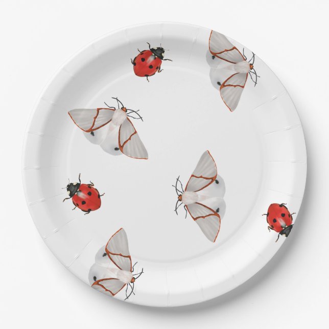 Plato De Papel Mariposas y ladybugs (Anverso)
