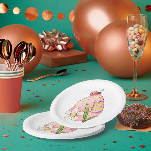 Plato De Papel Mariquita Huevo de Pascua