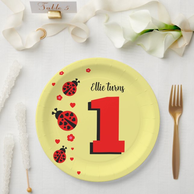 Plato De Papel Mariquita Linda (Boda)