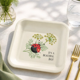 Plato De Papel Mariquita Linda | Hermoso Día 