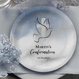 Plato De Papel Mármol azul de confirmación