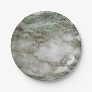 Plato De Papel Mármol gris blanco geométrico del oro de Cali de