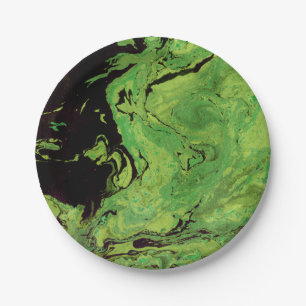 Plato De Papel Mármol verde negro