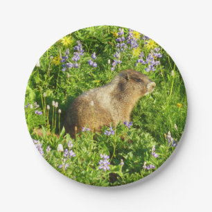 Plato De Papel Marmot en Mont Rainier Wildflowers