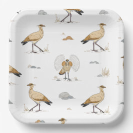 Plato De Papel Marocain couleur crème Motif d'oiseaux