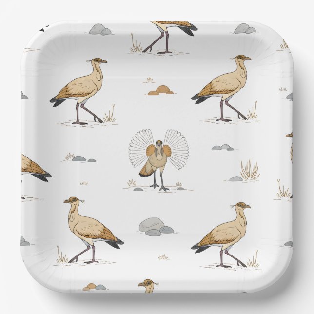 Plato De Papel Marocain couleur crème Motif d'oiseaux (Anverso)