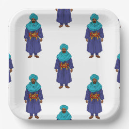 Plato De Papel Marocain Touareg Man Motif