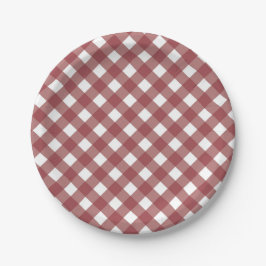 Plato De Papel Maroon Gingham