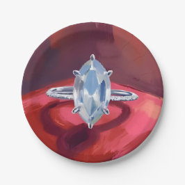 Plato De Papel Marquise Diamond Engagement Ring Red Watercolor