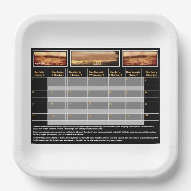 Plato De Papel Mars Dust Storm (Anverso)