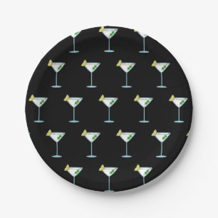 Plato De Papel Martini Amantes del Alcohol De Cristal Cóctel