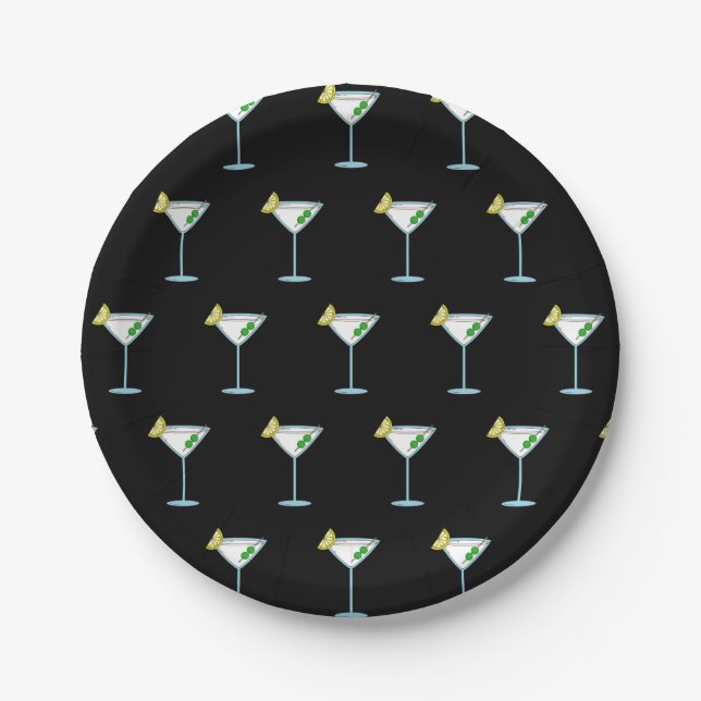 Plato De Papel Martini Amantes del Alcohol De Cristal Cóctel (Anverso)