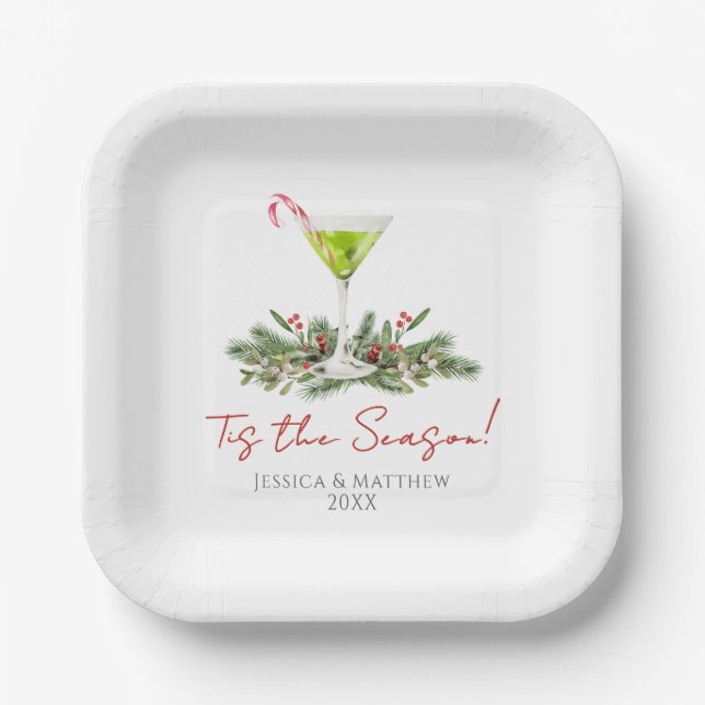 Plato De Papel Martini and Mistletoe Holiday Cocktail Party (Anverso)