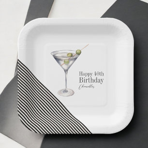 Plato De Papel Martini Cocktail 40th Birthday Fiesta Paper Plates