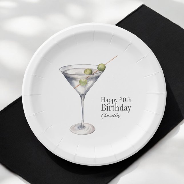 Plato De Papel Martini Cocktail 60th Birthday Party (Subido por el creador)