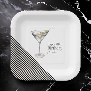 Plato De Papel Martini Cocktail 60th Birthday Party Paper Plates