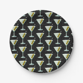 Plato De Papel Martini Cocktail Pattern