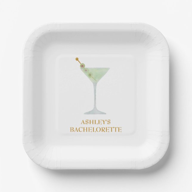Plato De Papel Martini Cocktail Wedding Favor Bridal Shower (Anverso)