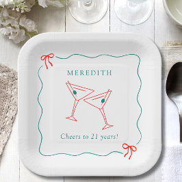 Plato De Papel Martini saluda la fiesta de cumpleaños de 21 años