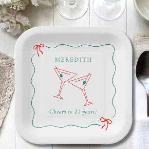Plato De Papel Martini saluda la fiesta de cumpleaños de 21 años