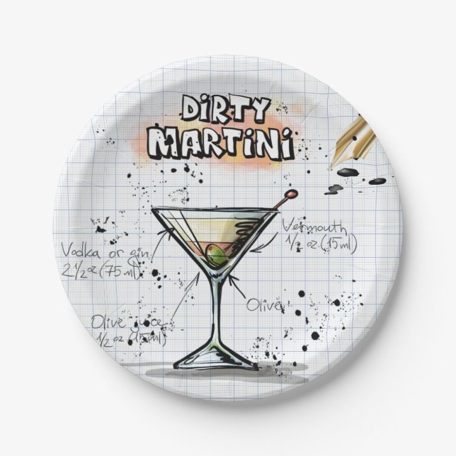 Plato De Papel Martini sucio (Anverso)