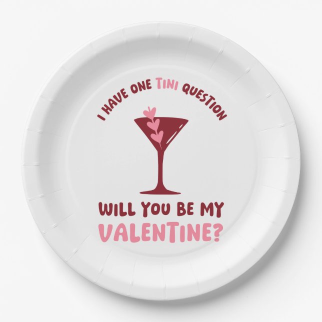 Plato De Papel  Martini Valentine Chic & Trendy Galentines Day (Anverso)