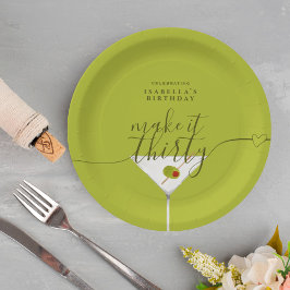 Plato De Papel Martini verde hace 30 años Fiesta