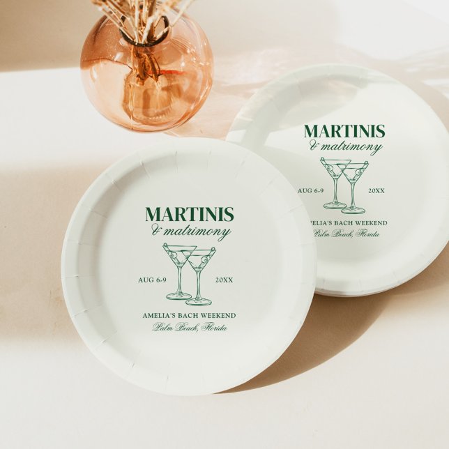 Plato De Papel Martinis y Matrimonia Bachelorette Weekend (Subido por el creador)