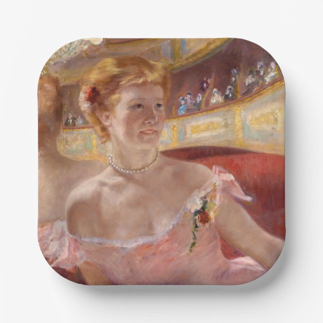 Plato De Papel Mary Cassatt - Mujer con collar de perla en un gra (Anverso)