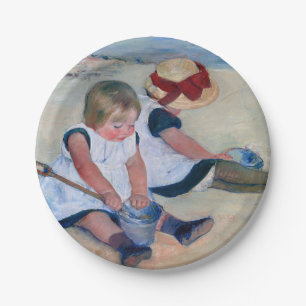 Plato De Papel Mary Cassatt Niños jugando en la playa 1884