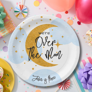Plato De Papel Más allá de la luna fantasía niños cumpleaños