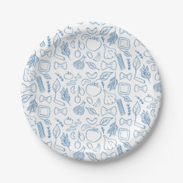Plato De Papel Más formas clásicas de pasta italiana azul y blanc