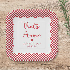 Plato De Papel Más Moda italiana, Boda rojo personalizado