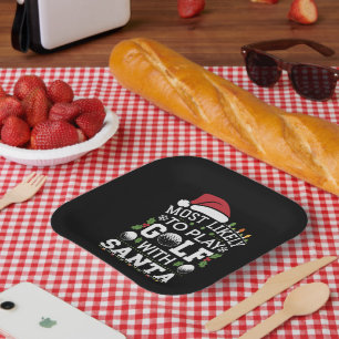 Plato De Papel Más Probable Que Juegue Golf Con Santa Familia Nav