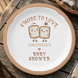 Plato De Papel Más S'more para amar Ducha de Bebé junto a la foga