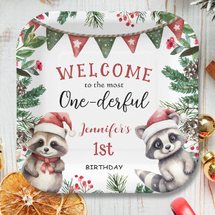 Plato De Papel Más ÚNICO Navidades de Raccoon 1º cumpleaños