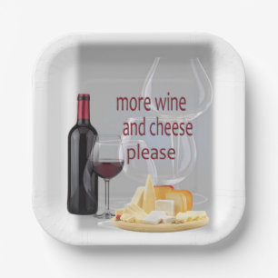 Plato De Papel Más vino y queso
