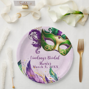Plato De Papel Máscara de Mardi Gras