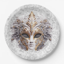 Máscara de mascarada coloreada en grises