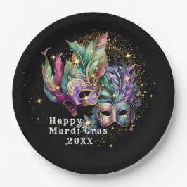 Plato De Papel Máscara de mascarada de Mardi Gras