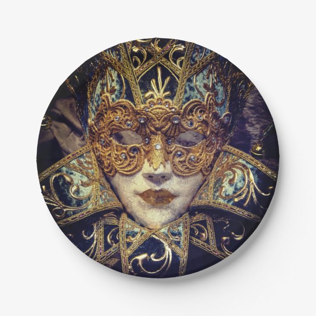 Plato De Papel Máscara de mascarada Gótica victoriana elegante (Anverso)