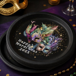 Plato De Papel Máscara de Máscaras de Mardi Gras
