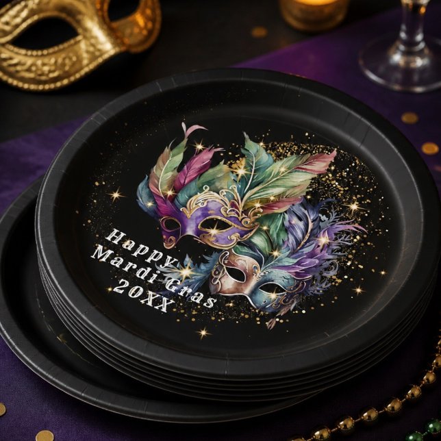 Plato De Papel Máscara de Máscaras de Mardi Gras (Subido por el creador)