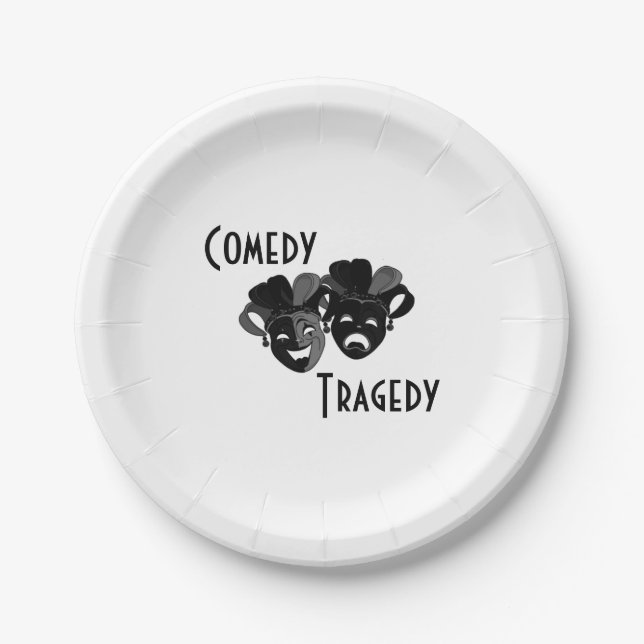 Plato De Papel Máscaras de teatro de comedia y tragedia (Anverso)