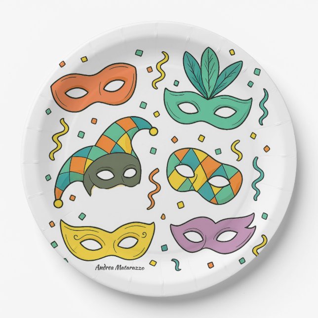 Plato De Papel Máscaras Voladoras (Anverso)