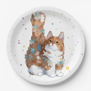 Plato De Papel Mascota de gato kitsch