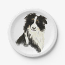 Plato De Papel Mascota de perro Collie de borde de agua Animal