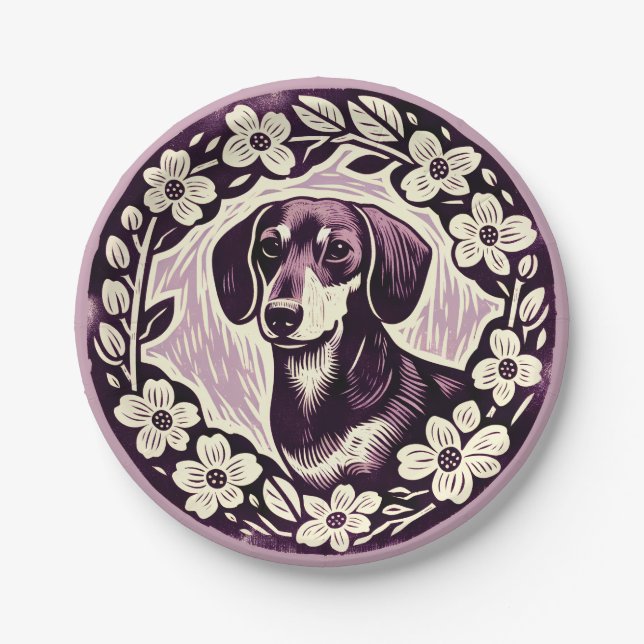 Plato De Papel Mascota de perros Weiner Dog Dachshund Sausage (Anverso)