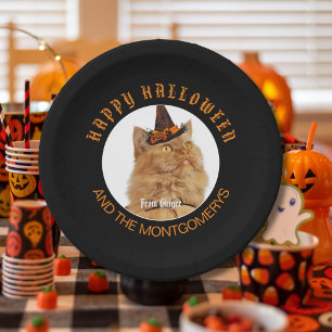 Plato De Papel Mascota personalizado Foto Naranja de Gato Enamora